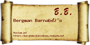 Bergman Barnabás névjegykártya